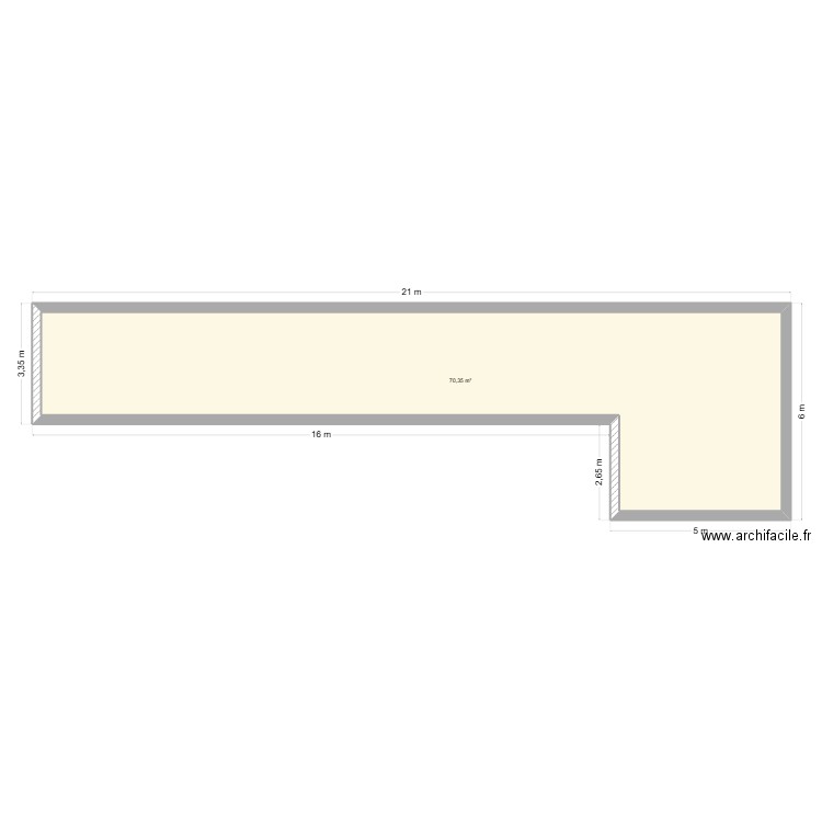 plan 1. Plan de 1 pièce et 70 m2