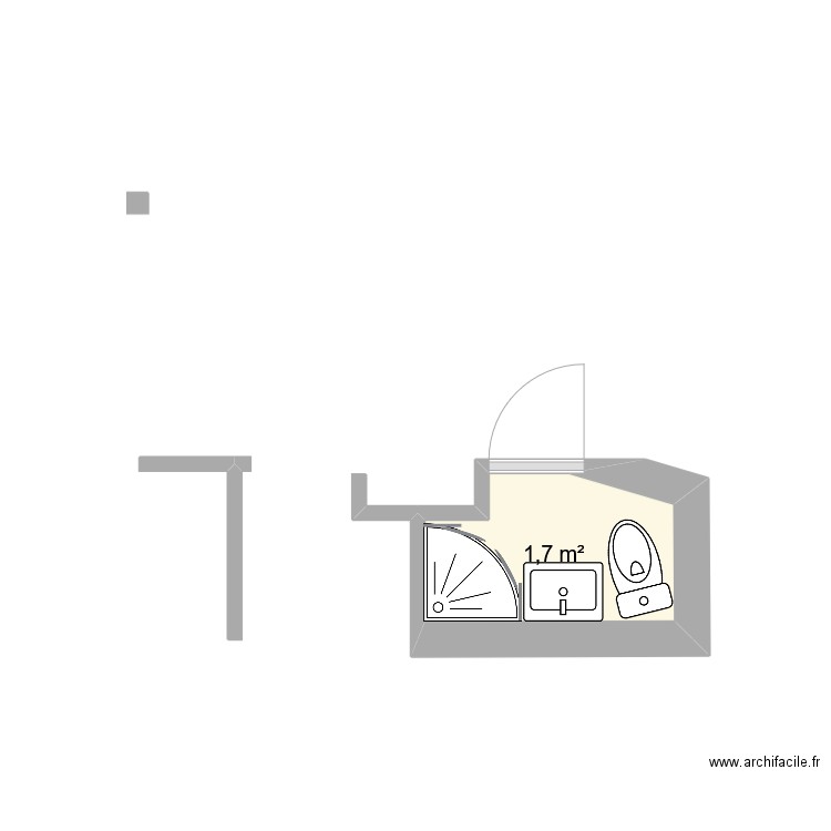 0104. Plan de 1 pièce et 2 m2