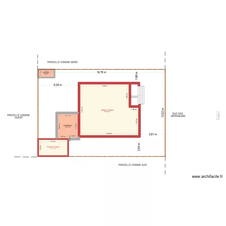 Plan de masse Canet extension 1 + abris. Plan de 4 Pièces et 93 m²