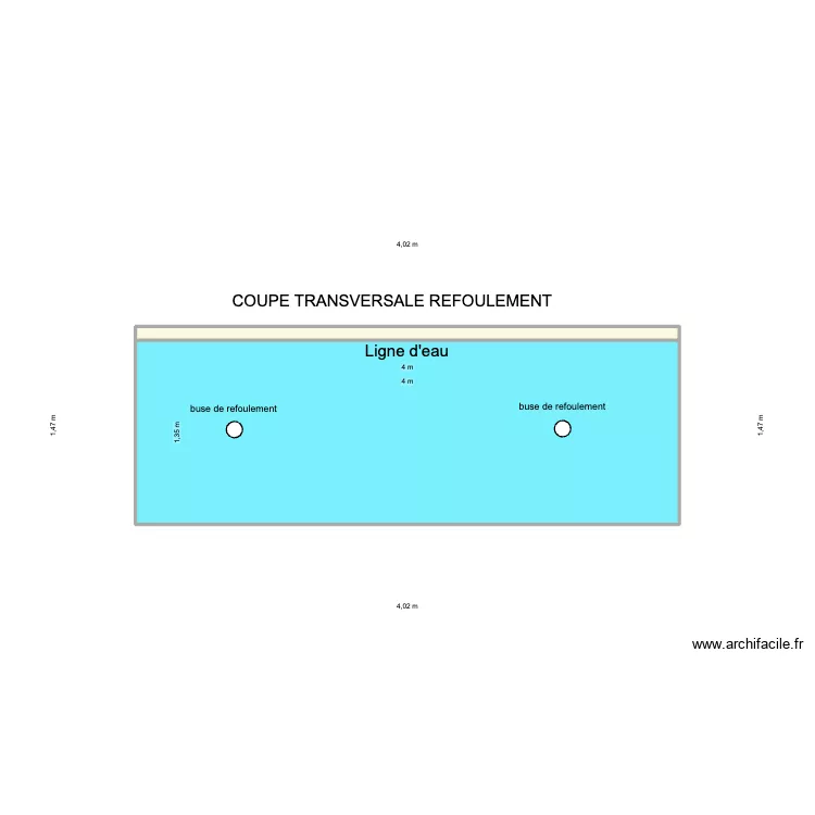 PISCINE LONGITUDINAL REFOULEMENT. Plan de 2 et 6 m² PISCINE LONGITUDINAL REFOULEMENT. Plan de 2 et 6 m²