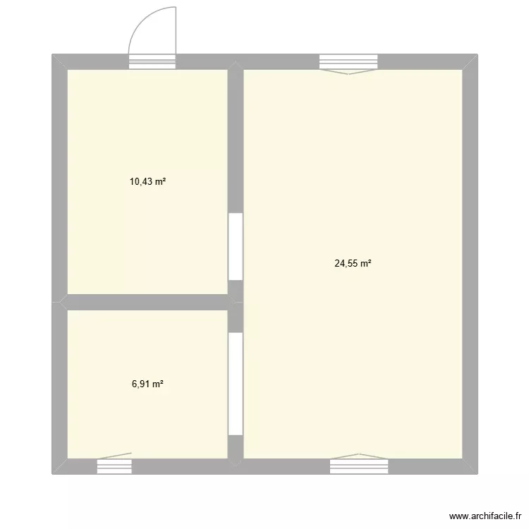 RDC. Plan de 3 Pièces et 42 m² RDC. Plan de 3 Pièces et 42 m²