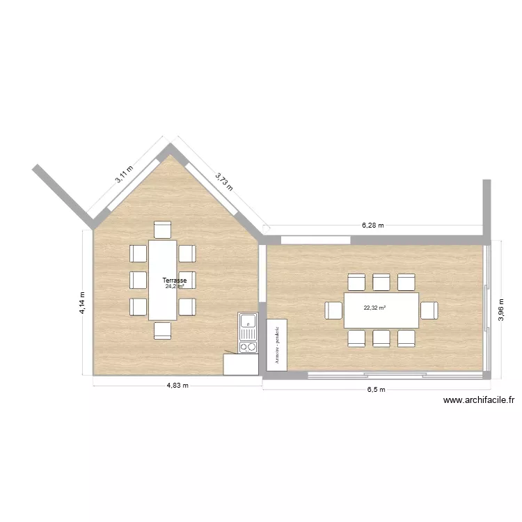 COUSSEAU 1. Plan de 2 Pièces et 47 m² COUSSEAU 1. Plan de 2 Pièces et 47 m²