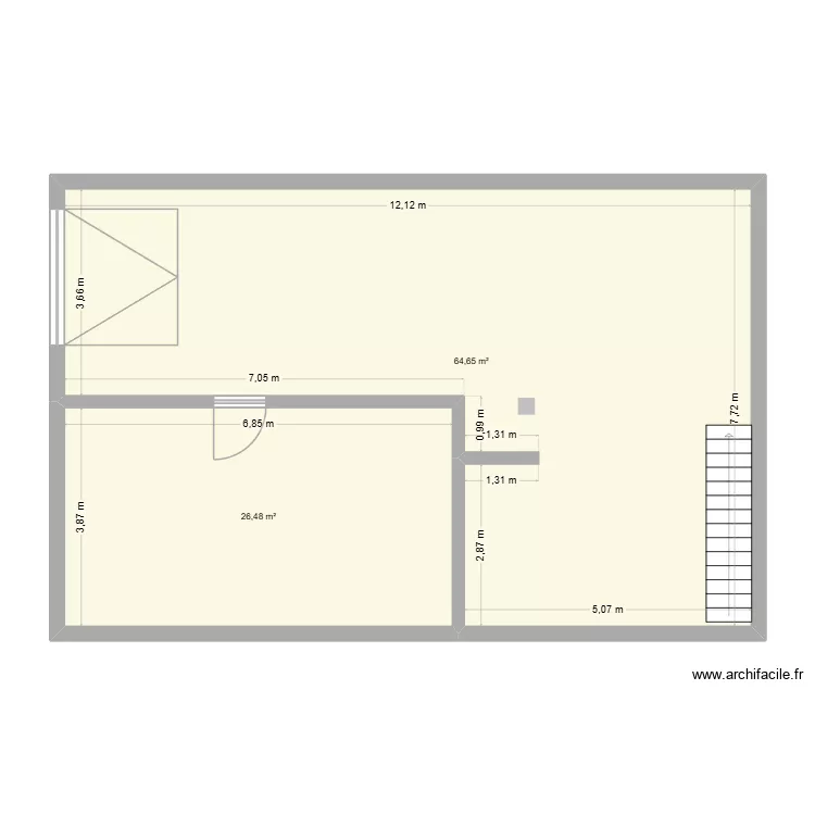 maison sous sol. Plan de 2  et 91 m²