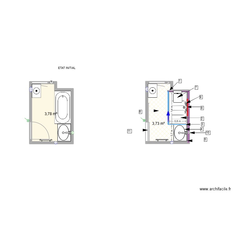 V / ADAPT/ LA LONDE. Plan de 2 pièces et 8 m2