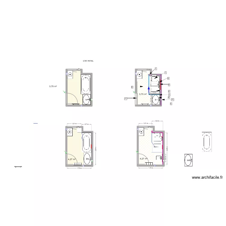 V / ADAPT/ LA LONDE. Plan de 4  et 16 m²
