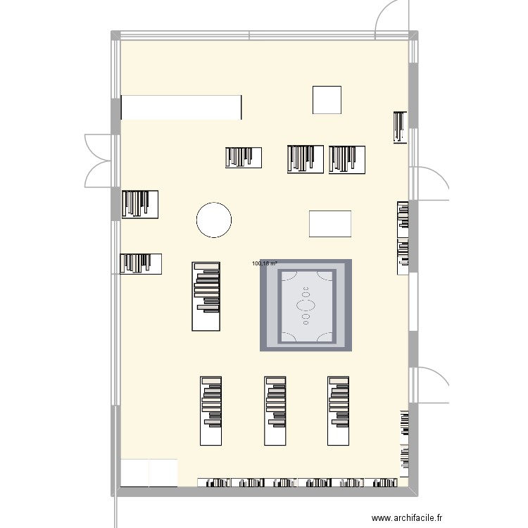 mediatheque. Plan de 1 pièce et 100 m2