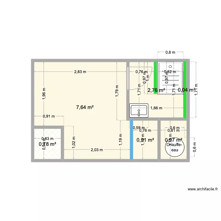 ARNAUD DOUCHE 1. Plan de 6 pièces et 13 m²