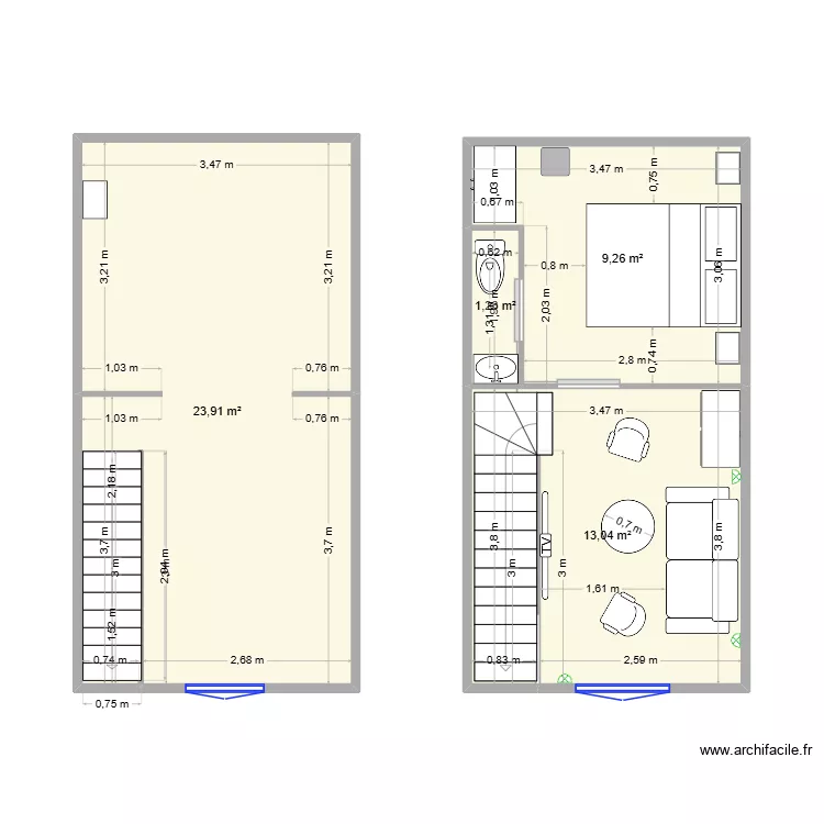 TIVISSA4. Plan de 4 pièces et 47 m² TIVISSA4. Plan de 4 pièces et 47 m²