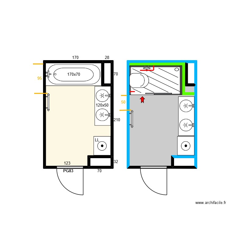 SDB Boukherrouba Mohamed. Plan de 5 pièces et 12 m2