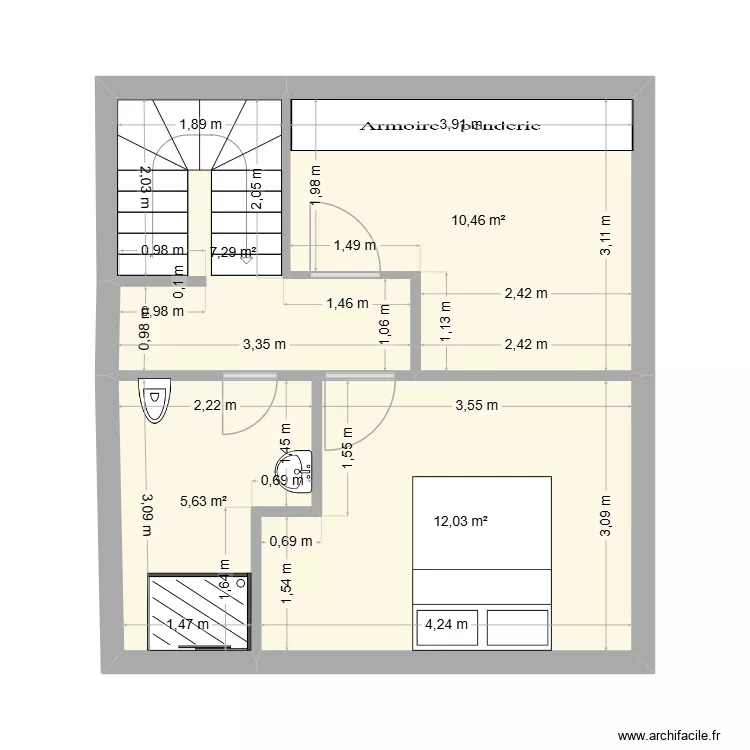 etage du haut. Plan de 4 pièces et 35 m² etage du haut. Plan de 4 pièces et 35 m²