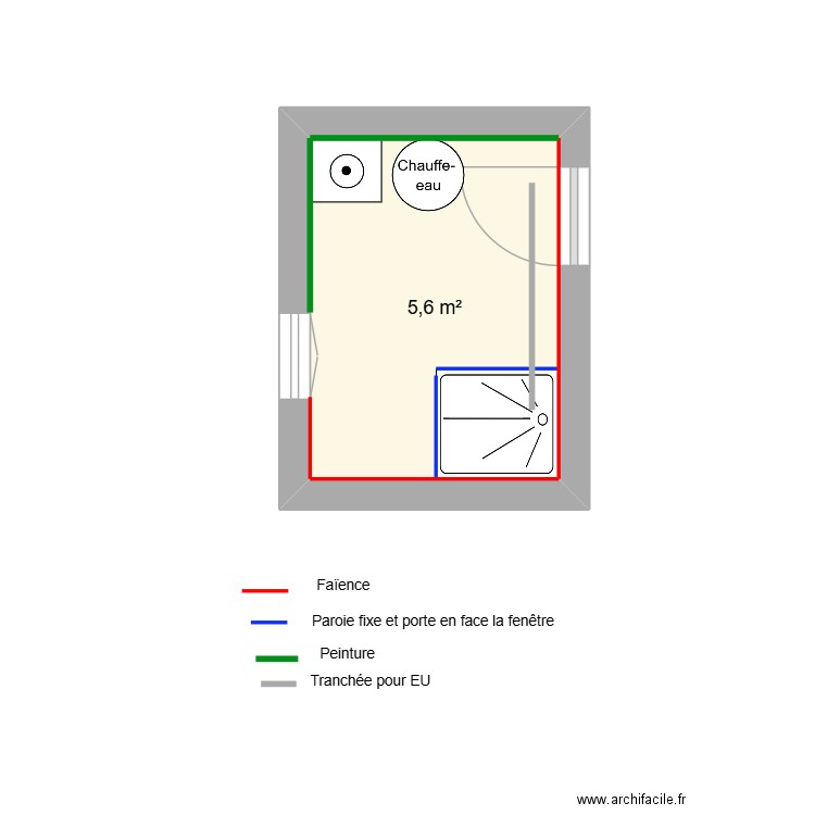 CORDEZ. Plan de 1 pièce et 6 m2