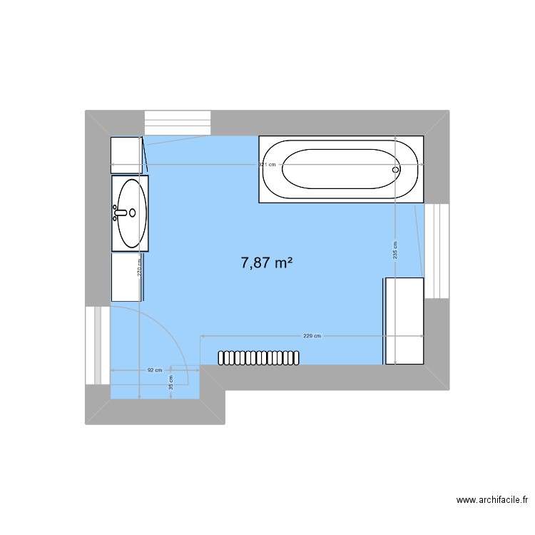 SDB Glowacki (à créer). Plan de 1 pièce et 8 m2