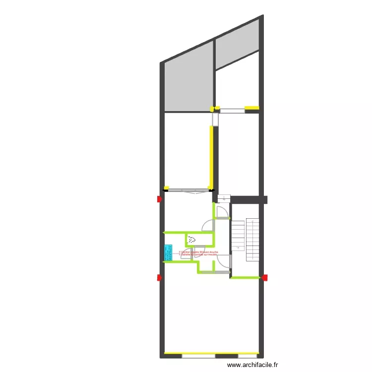 BAUCQ 77 2e &eacute;tage - Meubles sdb. Plan de 8 Pièces et 62 m²