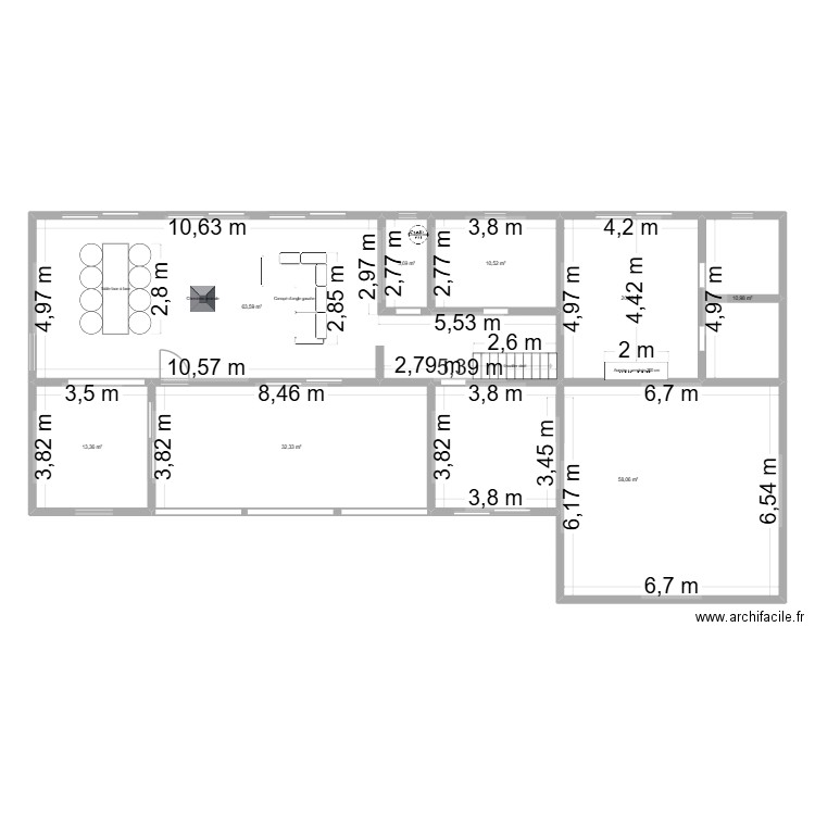 p.calheiros. Plan de 8 pièces et 213 m2