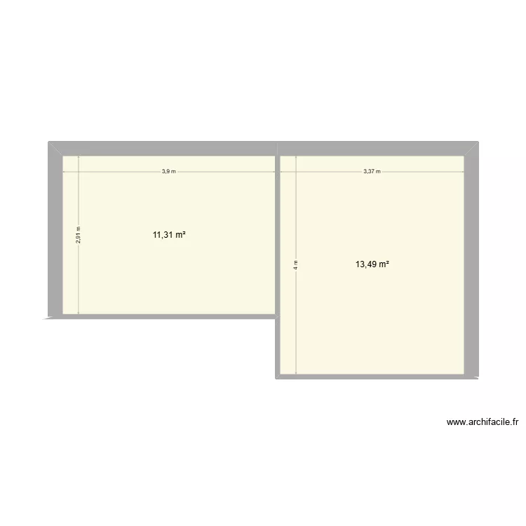 Plan vide. Plan de 2  et 25 m²