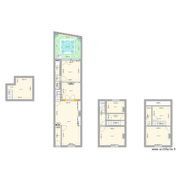 Maison - bois blanc (Chapelle). Plan de 18 pièces et 124 m2