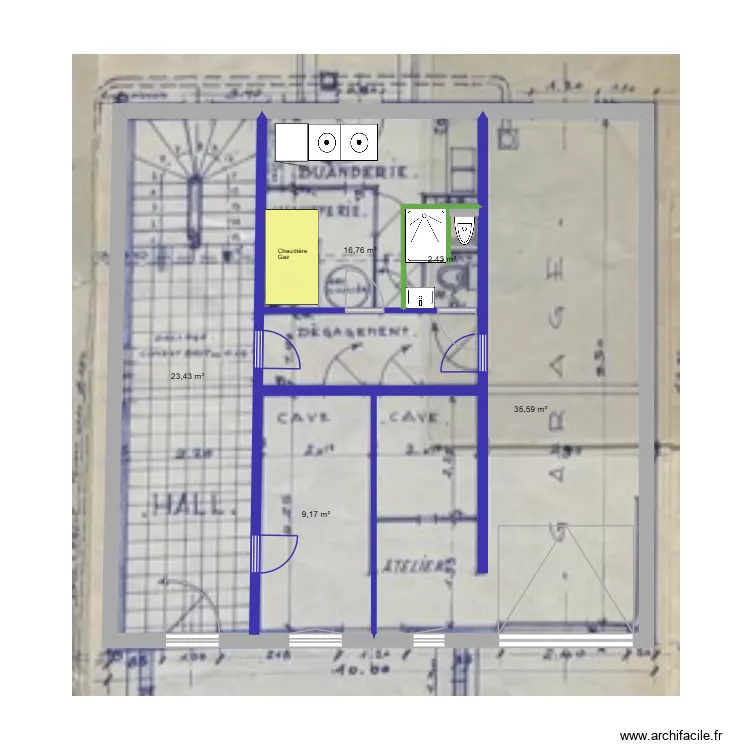 RDJ - Projet. Plan de 5  et 87 m²