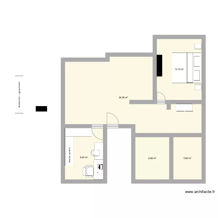 Nouveau Nid. Plan de 5  et 70 m²