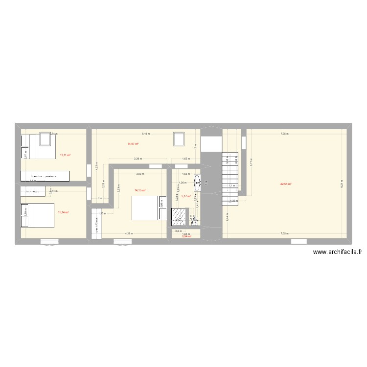 les brosses etage. Plan de 7 pièces et 100 m2