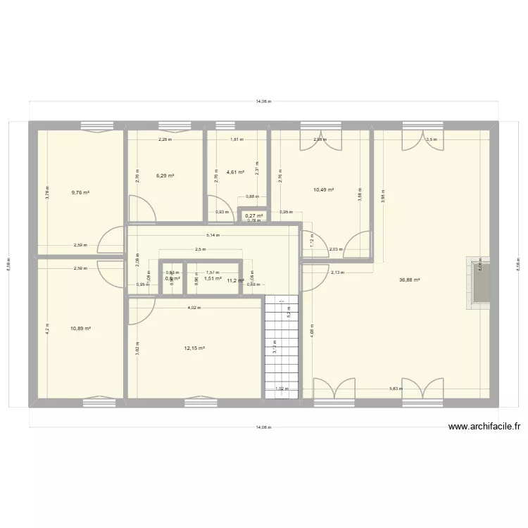 Villa Monchaux Existant. Plan de 11 pièces et 105 m²