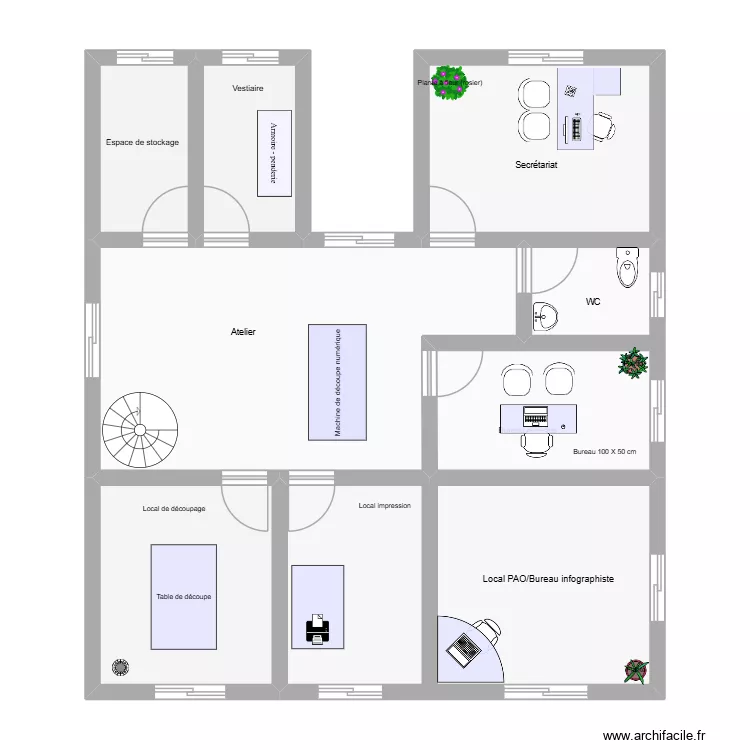 plan d'accueil rdc. Plan de 7  et 87 m²