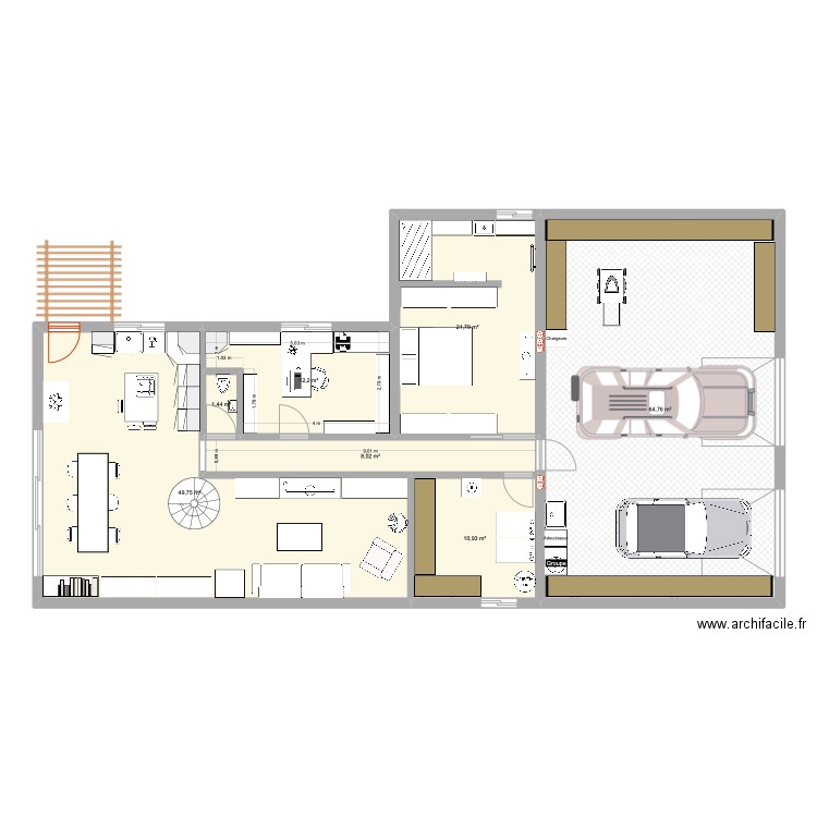 Isa seule RdC. Plan de 7 pièces et 169 m2
