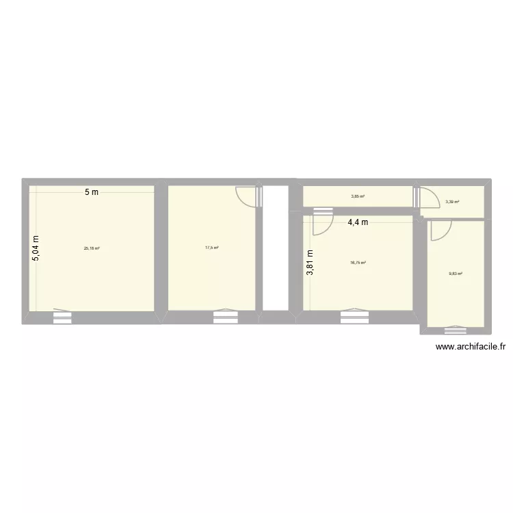 1er ETAGE. Plan de 6  et 77 m²