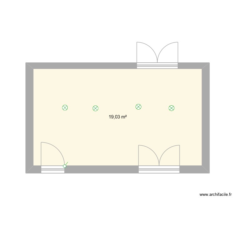 Exemple salle de cours 12 jan 25. Plan de 1 pièce et 19 m2