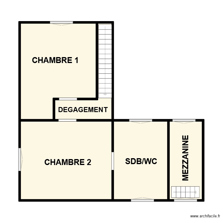 saquet RDC N°2. Plan de 5 pièces et 57 m2