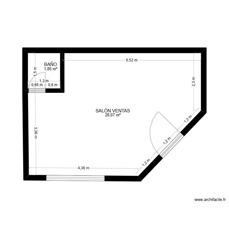 Caruso San Jer&oacute;nimo. Plan de 2 Pièces et 30 m²