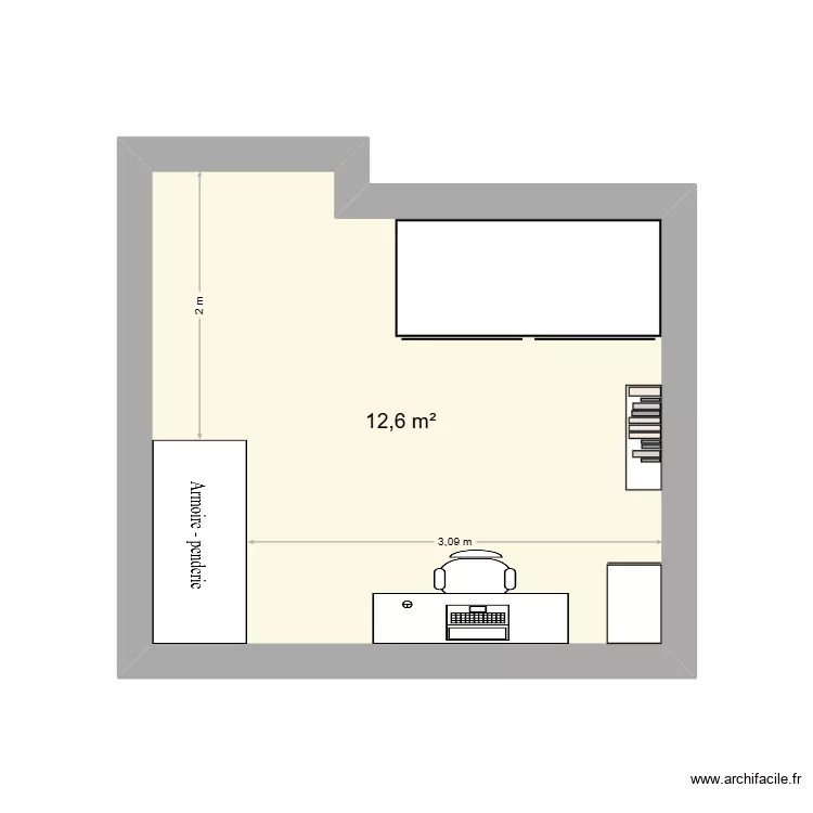 Bureau. Plan de 1 et 13 m² Bureau. Plan de 1 et 13 m²