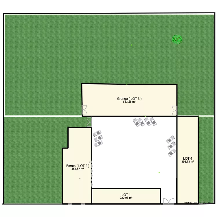 Gruson1. Plan de 5  et 1730 m²
