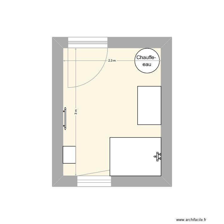 sde ferte. Plan de 1 pièce et 7 m2