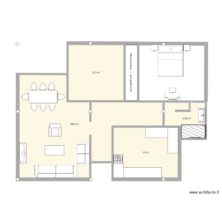 cdsqds. Plan de 4 pièces et 69 m2