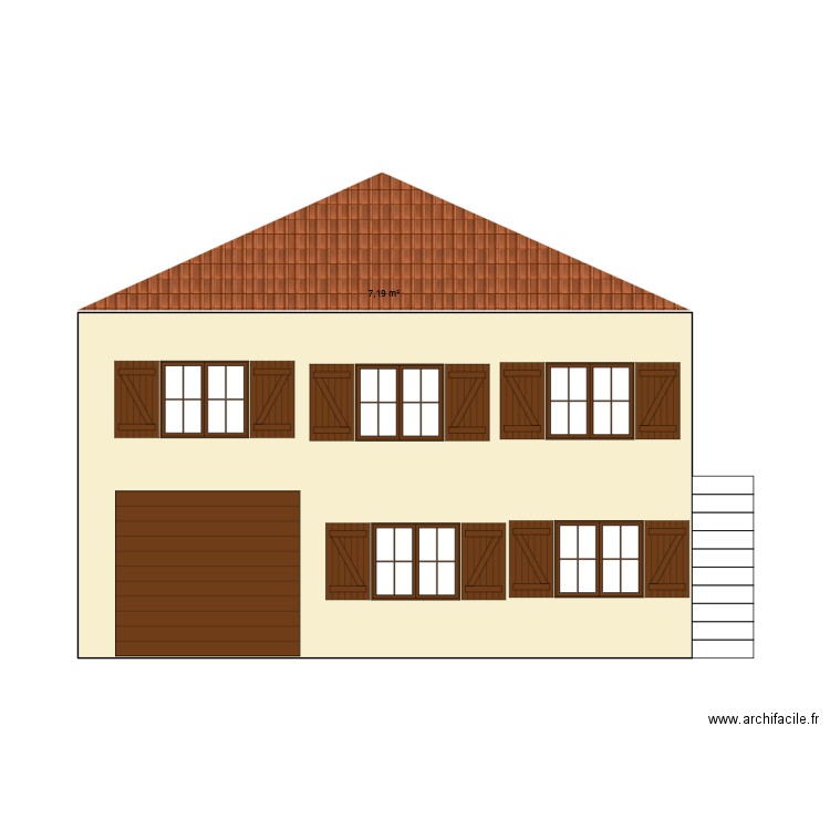 façade arrière. Plan de 0 pièce et 0 m2