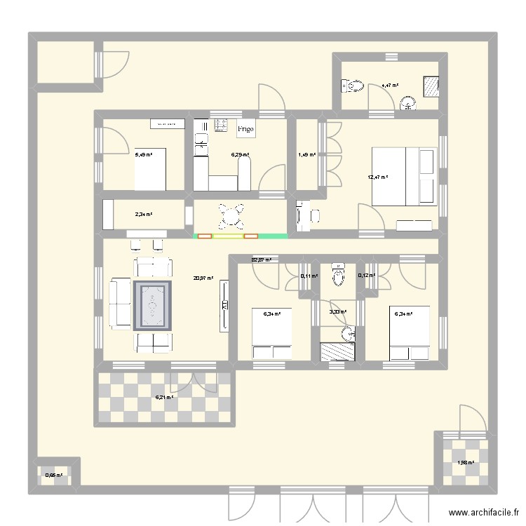 DASSASGHO MODIFICATION. Plan de 16 pièces et 260 m2