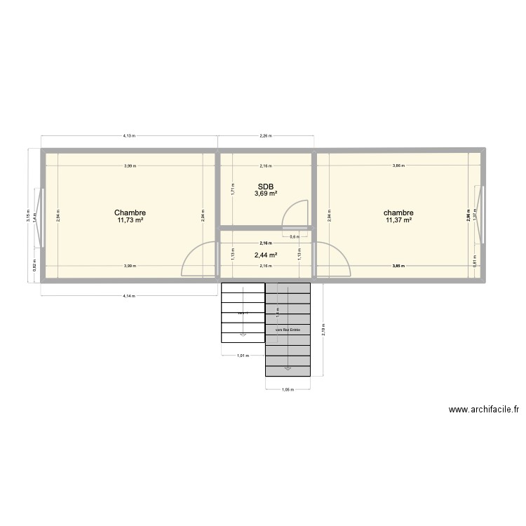 Rez Inf. Plan de 4 pièces et 29 m2