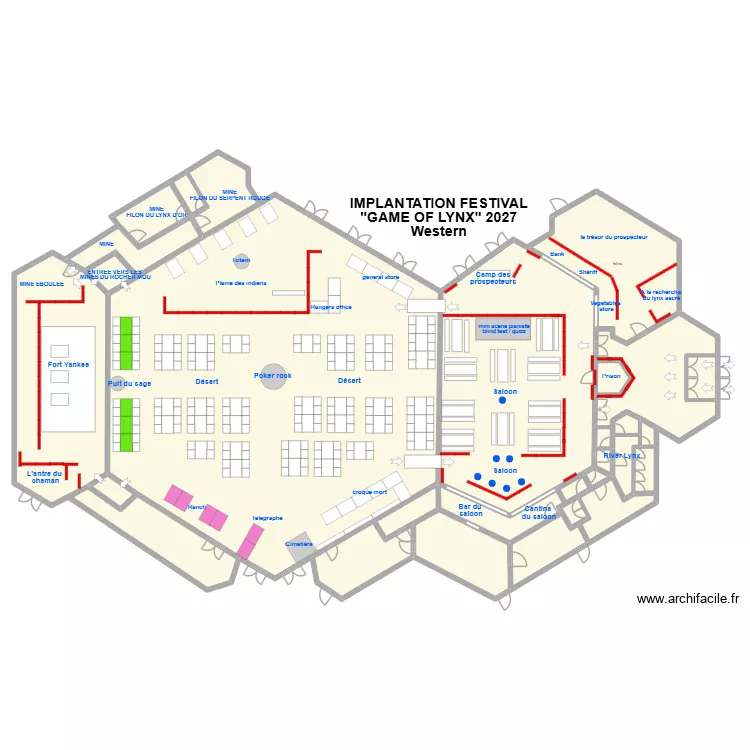 salle festival 2027. Plan de 26  et 970 m²