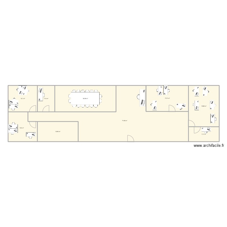 Plan Bureau. Plan de 9 pièces et 186 m2