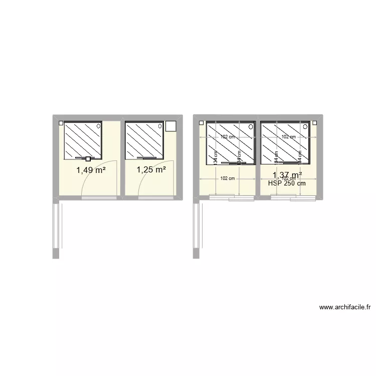 Douches hommes Gourette. Plan de 