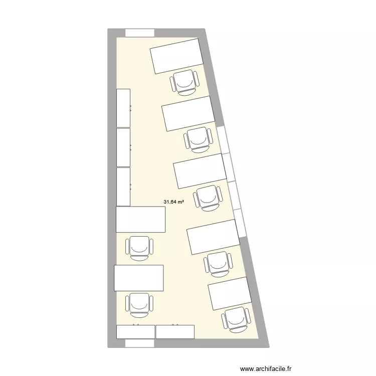 Bureau Moyens G&eacute;n&eacute;raux 3. Plan de 1 Pièce et 32 m²