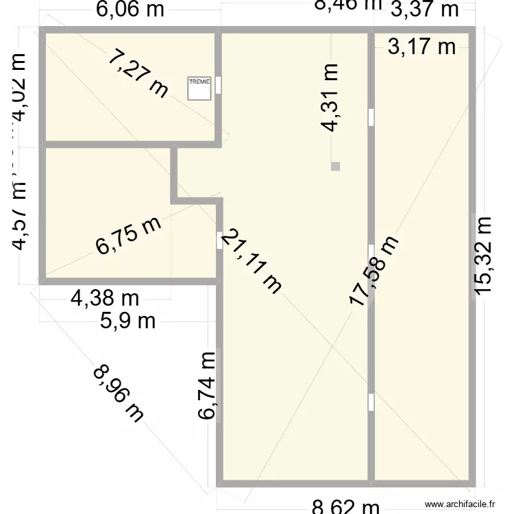 plan fondation fini. Plan de 5  et 165 m²