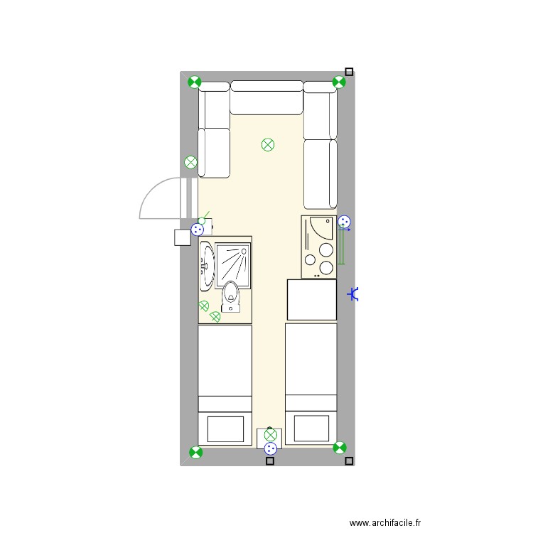 caravane RF5. Plan de 1 pièce et 11 m2