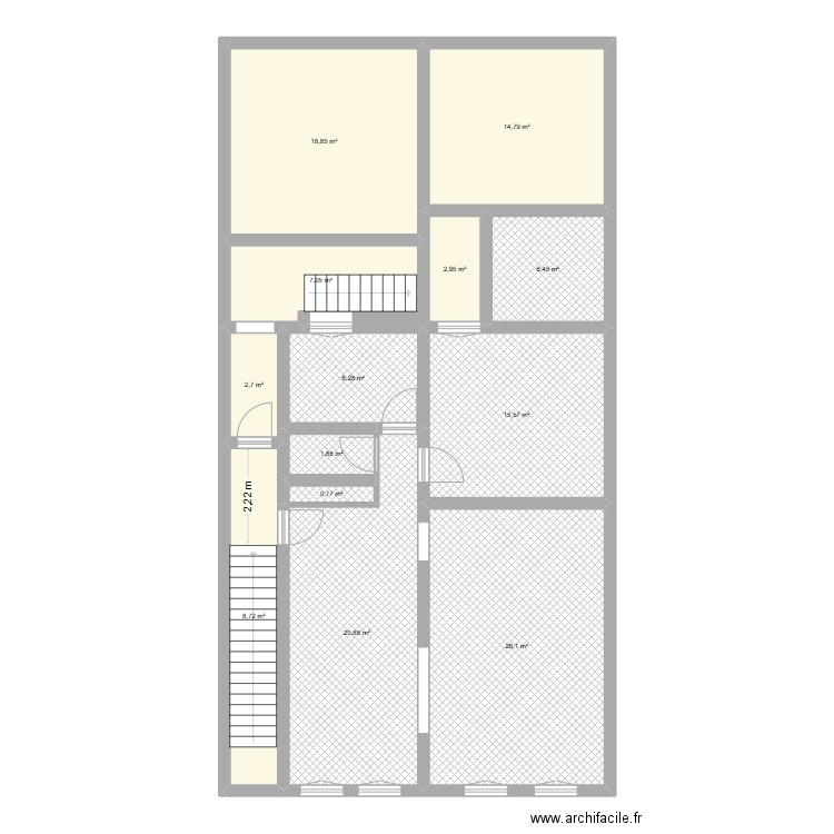 planete partie commune. Plan de 13 pièces et 133 m2