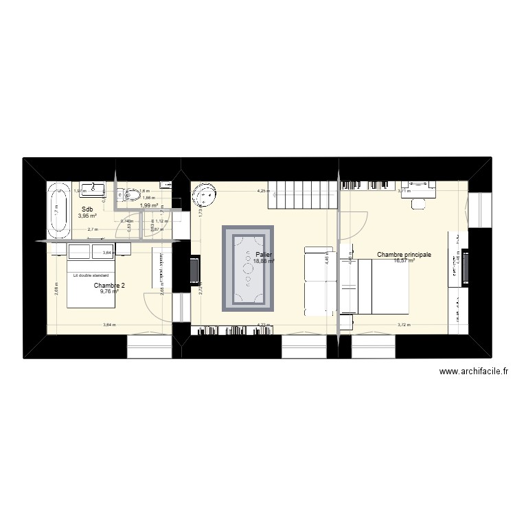 Plan Etage Thoraval - Projet. Plan de 5 pièces et 51 m2