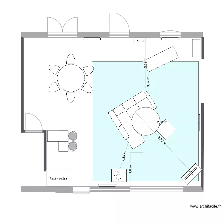 pi&egrave;ce &agrave; vivre. Plan de 