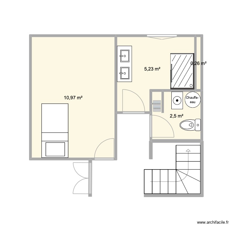 sdb gde douche double vasque. Plan de 0 pièce et 0 m2