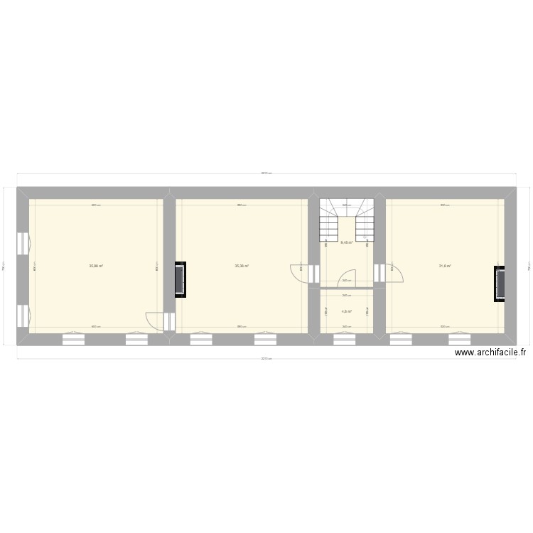 BELLEVIGNE étage. Plan de 5 pièces et 117 m2