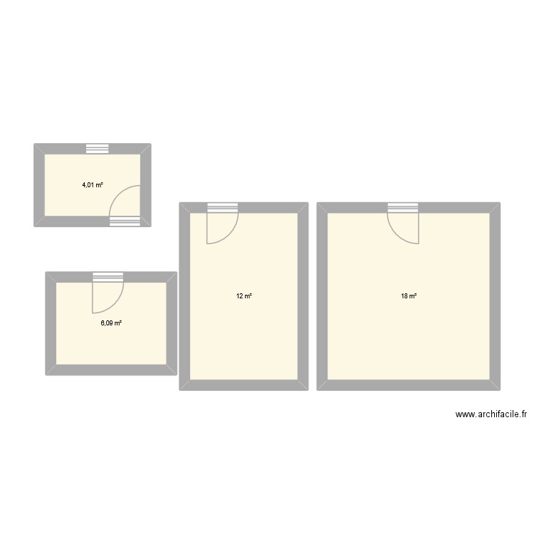 tttte. Plan de 4 pièces et 40 m2