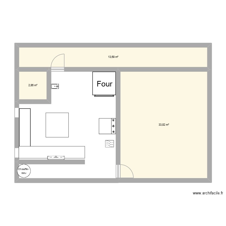 plan travail portfolio. Plan de 3 pièces et 50 m2